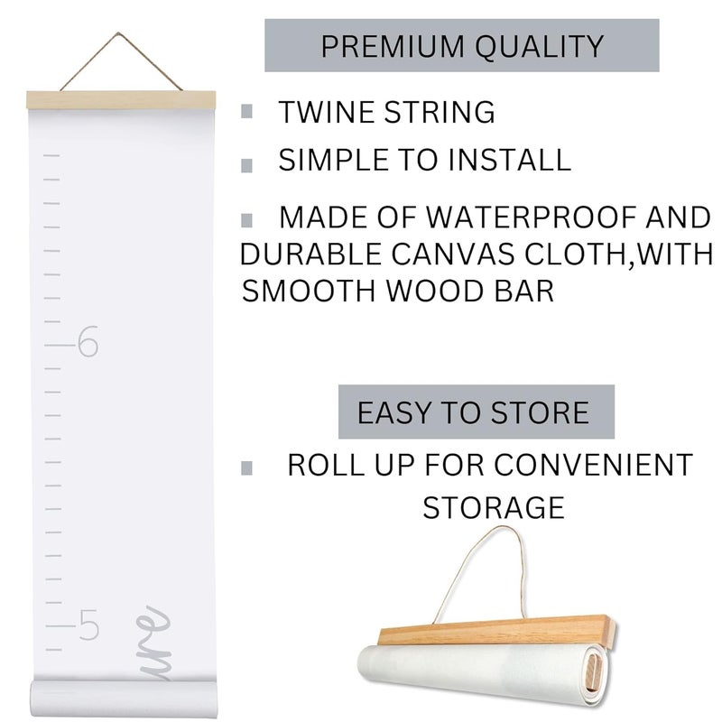 Morxy Canvas Growth Chart for Kids - Unisex Kids Room Wall Decor - Measuring Height Chart- Wall Tape with Height Chart for Kids (Canvas, Loved Beyond Measure- White) - Image 2